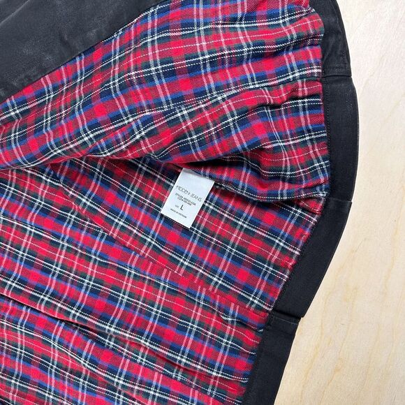 HIDDEN Jeans Moto Jacket Waxed Cotton Jacket L Flannel Lined - Picture 9 of 11